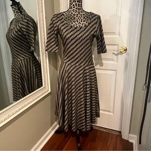 LuLaRoe Black and Gold Fit and Flare Nicole Dress